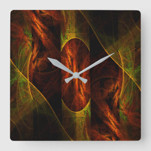 Mystique Jungle Modern Abstract Fractal Art Square Wall Clock