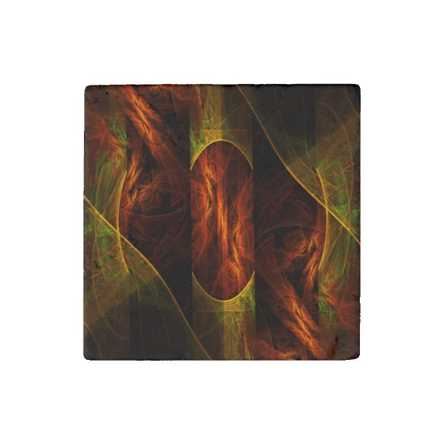 Mystique Jungle Modern Abstract Fractal Art Stone Magnet (Front)