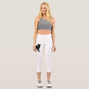 Mystique of the Feline: An Elegant Cat Silhouette Capri Leggings