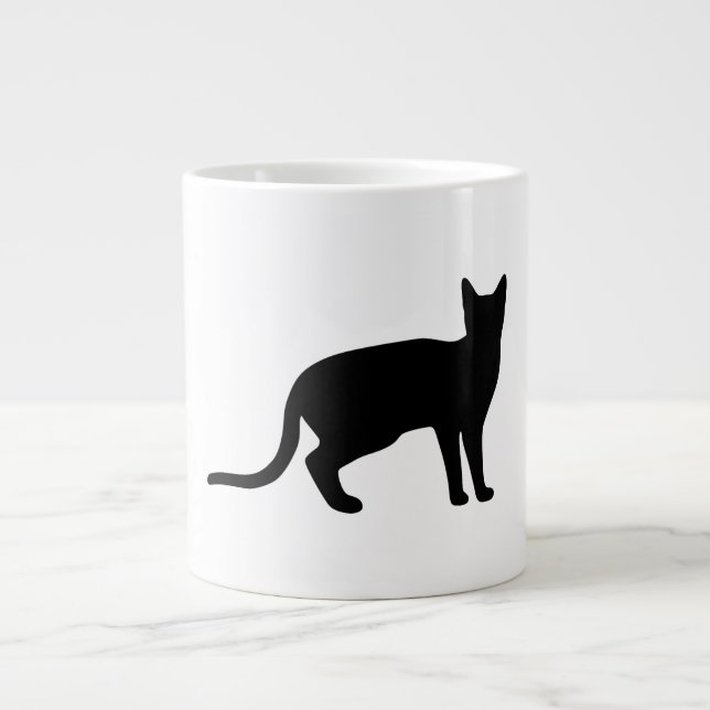 Mystique of the Feline: An Elegant Cat Silhouette Giant Coffee Mug (Front)