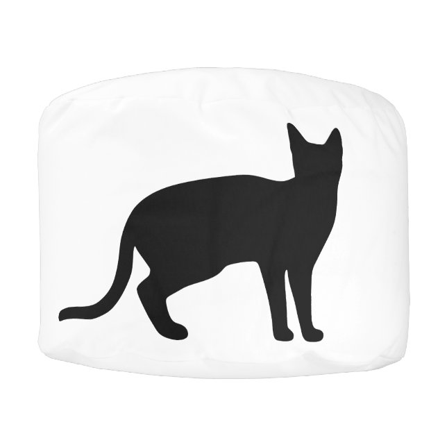 Mystique of the Feline: An Elegant Cat Silhouette Pouf (Front)