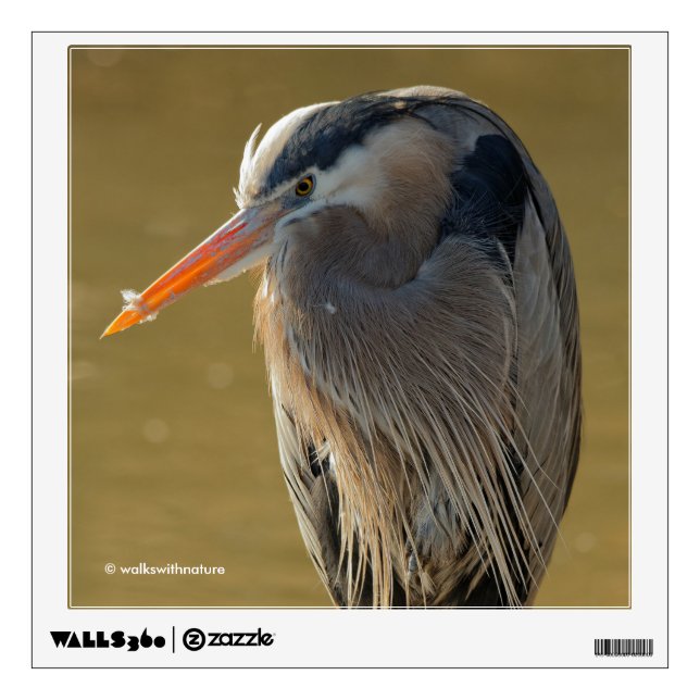Mystique of the Great Blue Heron Wall Sticker (Front)