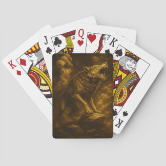 Mystischer goldener Wolf - Black and Gold Tierkuns Poker Cards