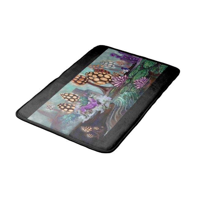 Mysts of the Glowshrooms Bathroom Mat (Angled)