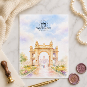 Mysur Palace Enterence Gate India Travel Art Holiday Postcard