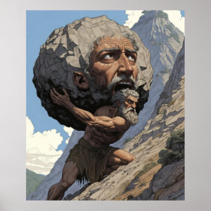 Myth of Sisyphus Eternal Struggle and Strength A Poster