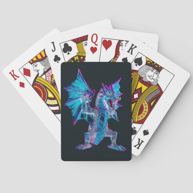 Mythic Azure Flame Serpent Fantasy Gaming Deck  Poker Cards (Back)