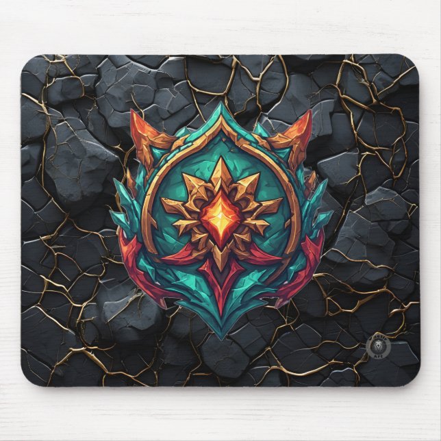 Mythic Dragon Crest Gamer Emblem Mouse Pad (Front)