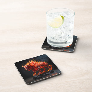 Mythic Fire Bull Beverage Coaster