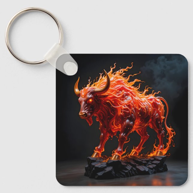 Mythic Fire Bull Keychain (Front)