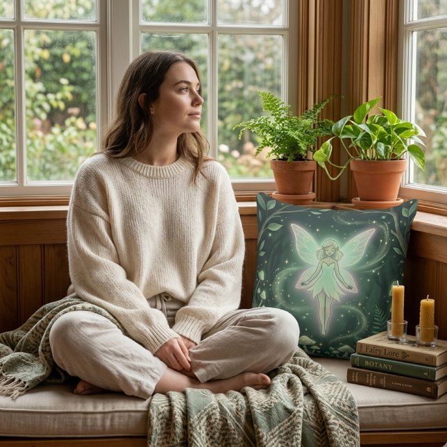 Mythic Realms Forest Faerie Glow Throw Pillow (Creator Uploaded)