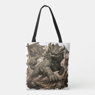 Mythic Stone Guardian Fantasy Sticker Tote Bag