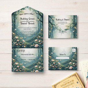 Mythic Woodland Enchanted Forest Fairytale Wedding All In One Invitation