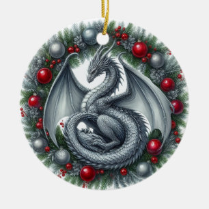 Mythic Wreathkeepers of Winter Ceramic Ornament