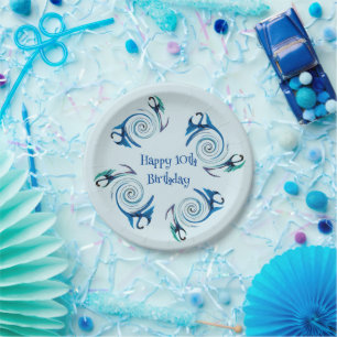 Mythical Animal Blue Dragons Age Birthday Paper Plates