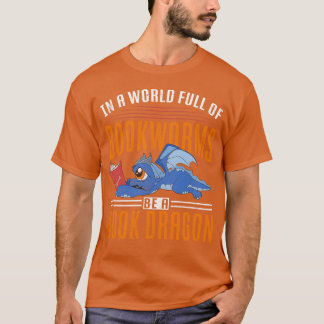 Mythical Animal Bookworm Reading Funny Book Dragon T-Shirt