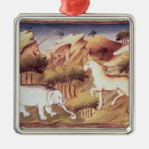 Mythical animals in the wilderness metal ornament