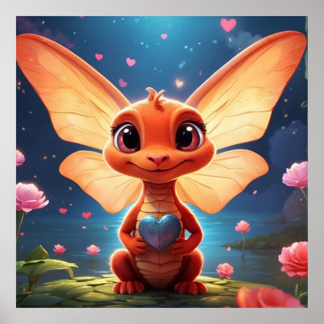 *~* Mythical AP48  Cute Baby Dragon Love Poster (Front)