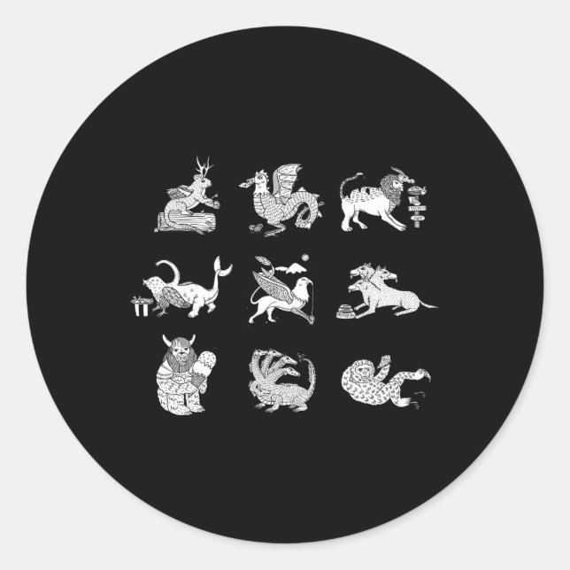 Mythical Beasts Classic Round Sticker (Front)