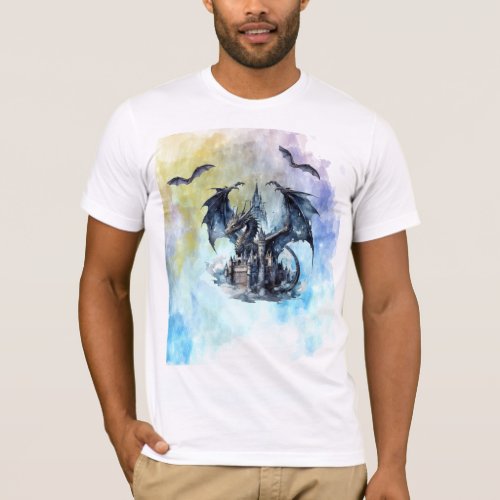 Mythical Black Flying Dragon T_Shirt