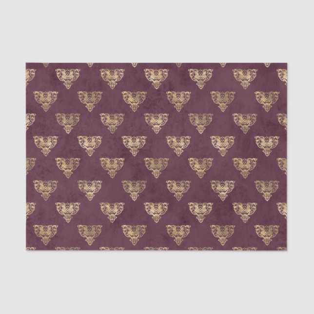 Mythical Burgundy and Gold Tissue Paper (Front)