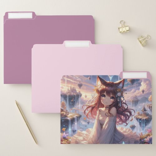 Mythical Catgirl Anime Princess Accent File Folder