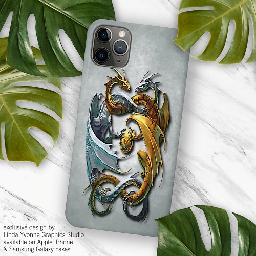 Mythical Celtic Dragons Fantasy Tattoo Art iPhone 15 Pro Max Case