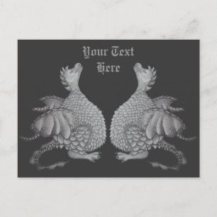 mythical creature cute little gray dragon postcard