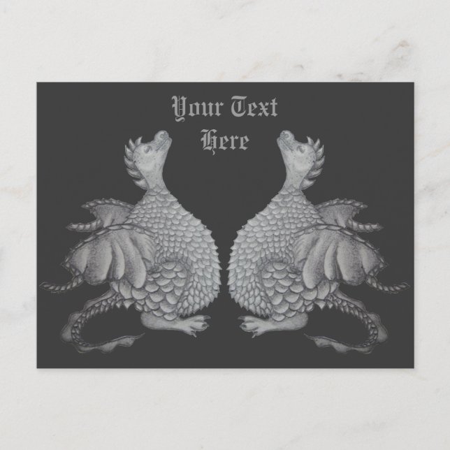 mythical creature cute little gray dragon postcard (Front)