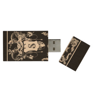 Mythical creature gothic monster wood flash drive