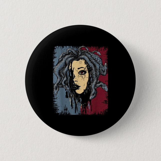 Mythical Creature Medusa Greek Mythology Gorgons  Button (Front)