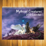 Mythical Creatures Fantasy Unicorn Dragon Mermaid Calendar<br><div class="desc">This calendar may be personalized by clicking the customize button and add a name, initials or your favorite words. Contact me at colorflowcreations@gmail.com if you with to have this design on another product. Purchase my original abstract acrylic painting for sale at www.etsy.com/shop/colorflowart. See more of my creations or follow me...</div>