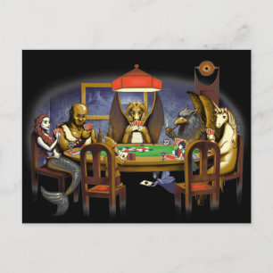 Mythical Creatures Playing Poker Postcard