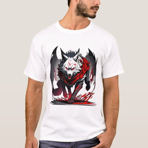 mythical dark red aura wolf T_Shirt