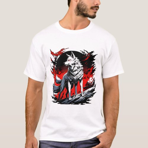 mythical dark red aura wolf T_Shirt