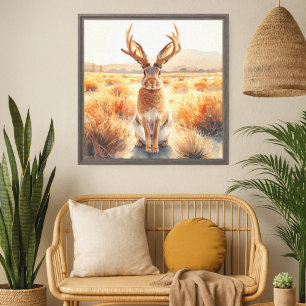 Mythical Desert Jackalope Art Canvas Print