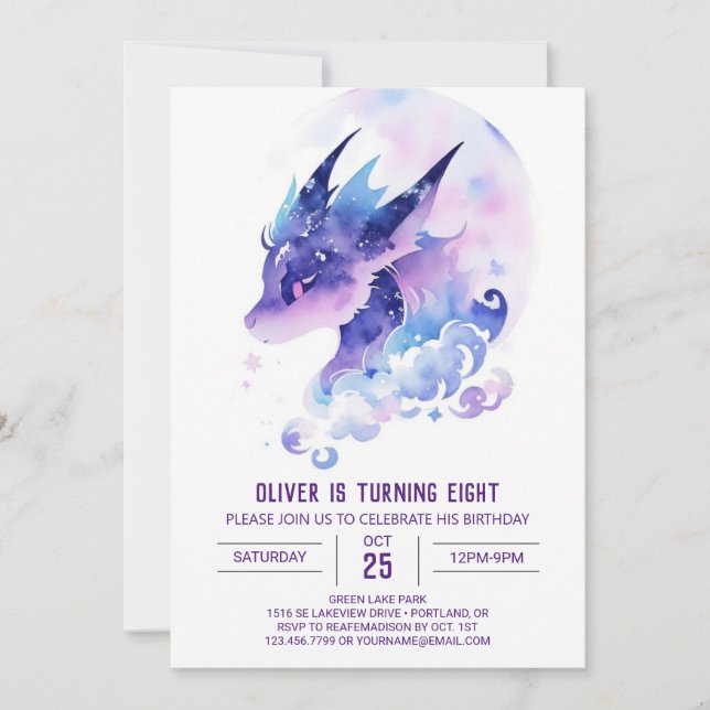 Mythical Dragon Adventure Birthday Invitation (Front)