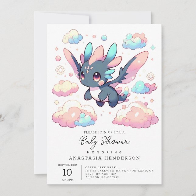 Mythical Dragon Baby Shower Invitation (Front)