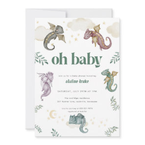Mythical Dragon Baby Shower Invitation Fairytale