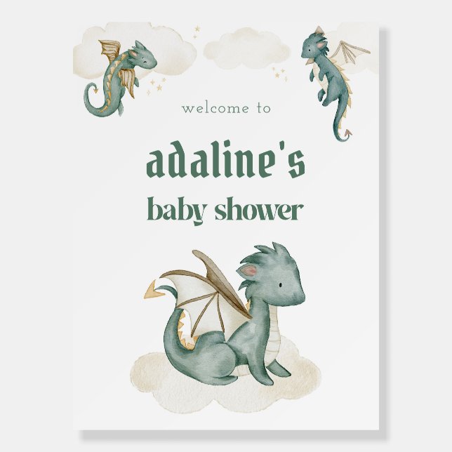 Mythical Dragon Baby Shower Welcome Sign Poster (Front)