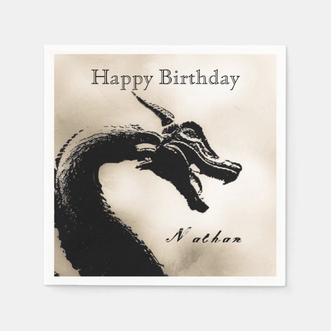 Mythical Dragon Birthday Napkins (Front)