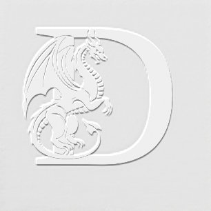 Mythical Dragon Over Single Bold Initial Monogram Embosser