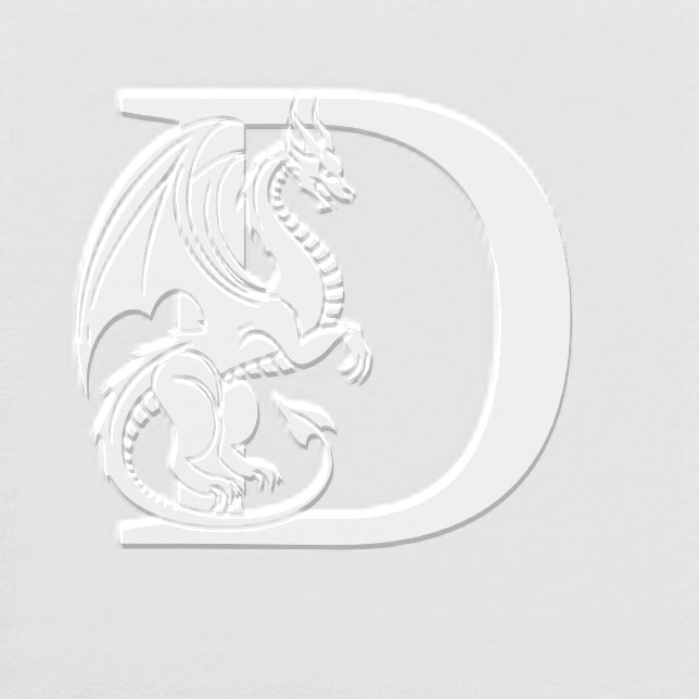 Mythical Dragon Over Single Bold Initial Monogram Embosser (Design)
