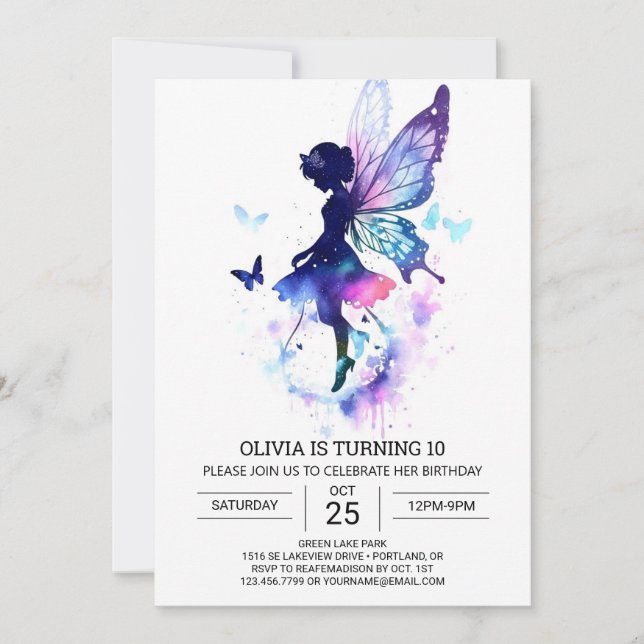 Mythical Elegant Fairy Birthday Invitation (Front)