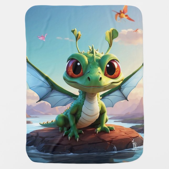 *~* Mythical Fantasy AP48 Kids Dragonfly Cartoon Baby Blanket (Front)