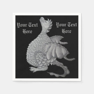 mythical fantasy creature cute gray dragon paper napkins
