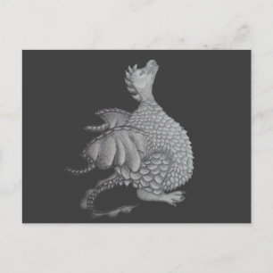 mythical fantasy creature cute gray dragon postcard