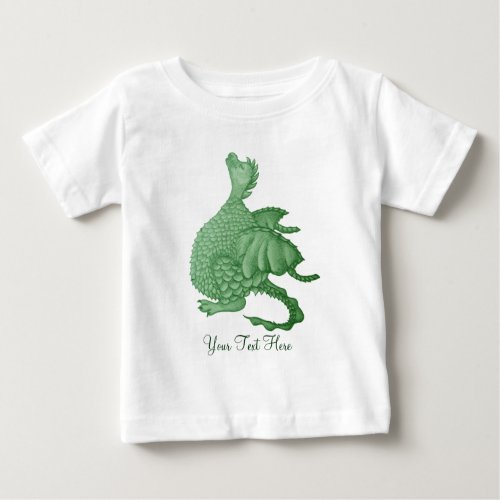 mythical fantasy creature cute green dragon baby T_Shirt