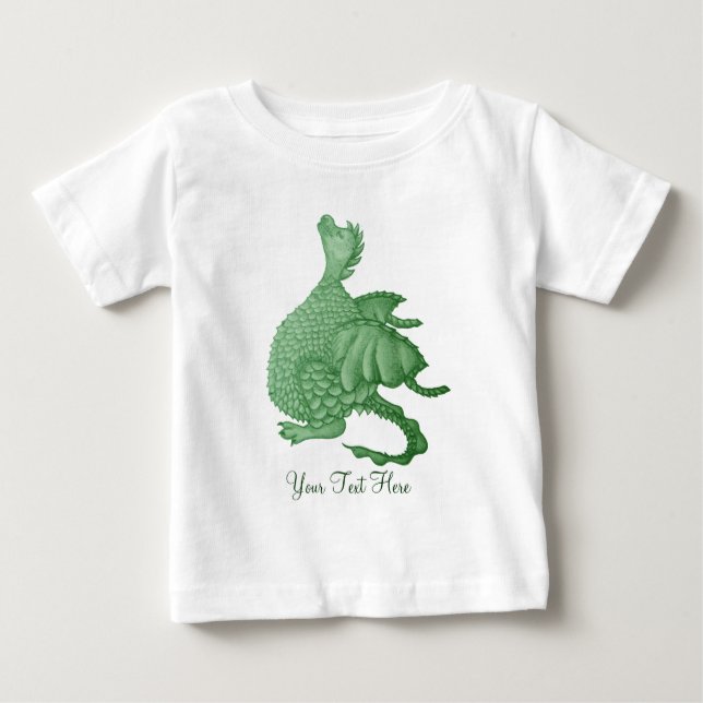 mythical fantasy creature cute green dragon baby T-Shirt (Front)