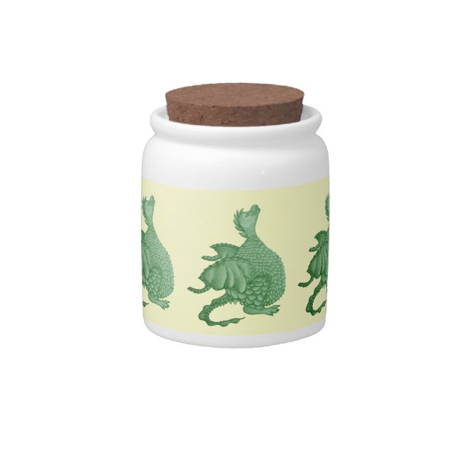 mythical fantasy creature cute green dragon candy jar (Front)